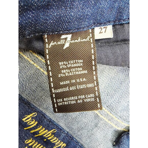 7 For All Mankind Size 27X34 Women Kimmie Straight Leg Blue Denim Jeans USA Made - Picture 5 of 12